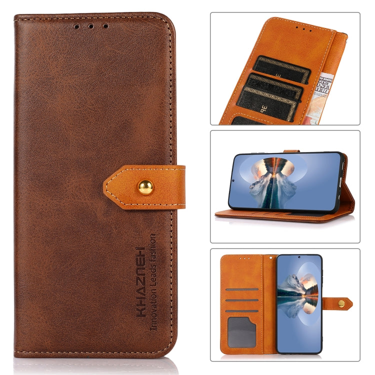 KHAZNEH Dual-color Cowhide Texture Flip Leather Phone Case, For Xiaomi Redmi 12 4G, For Xiaomi Redmi Note 12S 4G