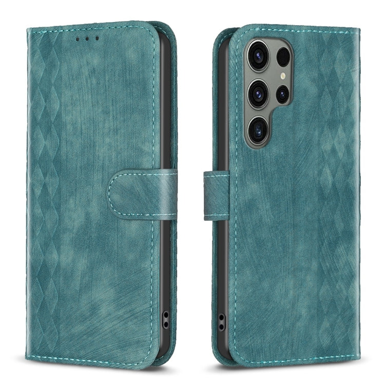 Plaid Embossed Leather Phone Case, For Samsung Galaxy S24 5G, For Samsung Galaxy S23 Ultra 5G, For Samsung Galaxy S22 5G, For Samsung Galaxy S22+ 5G