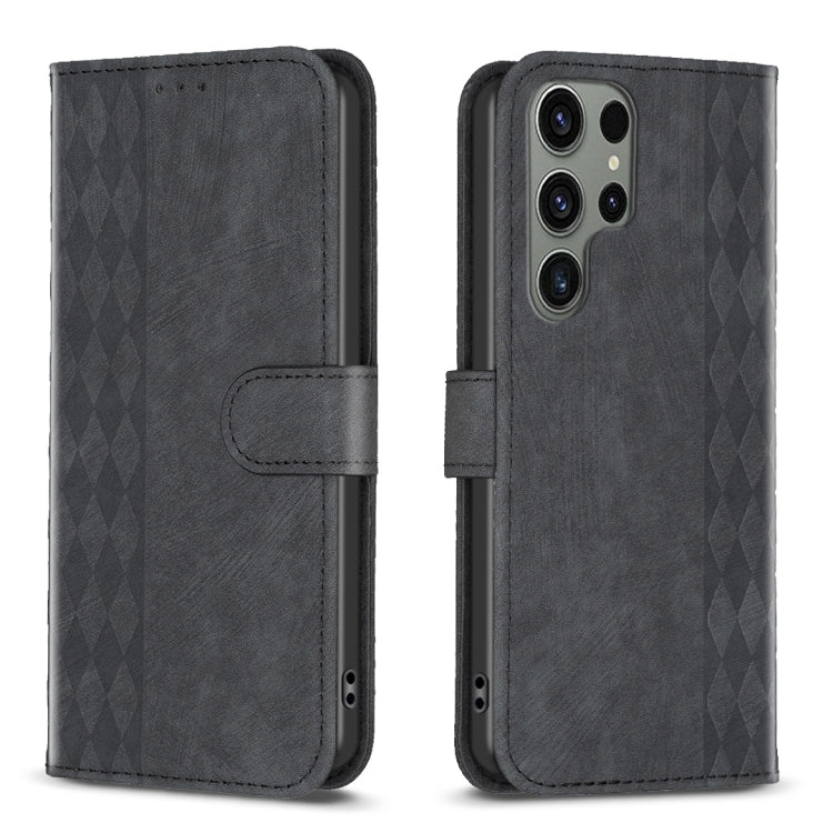 Plaid Embossed Leather Phone Case, For Samsung Galaxy S24 5G, For Samsung Galaxy S23 Ultra 5G, For Samsung Galaxy S22 5G, For Samsung Galaxy S22+ 5G