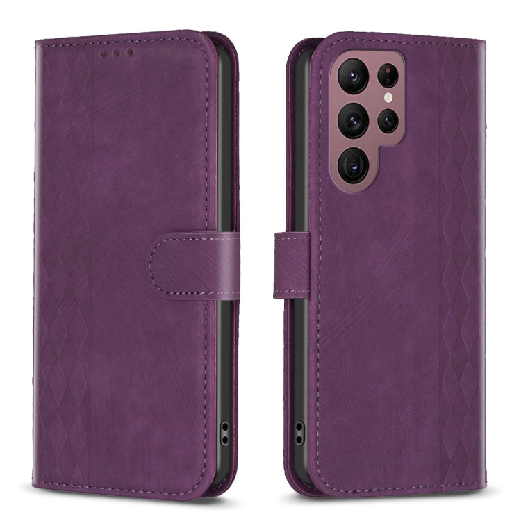 Plaid Embossed Leather Phone Case