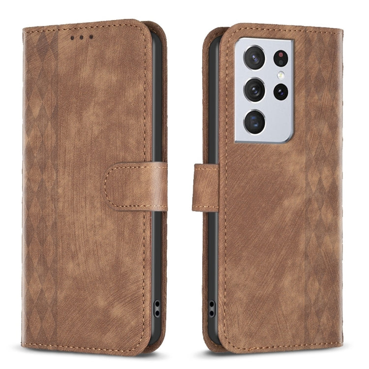 Plaid Embossed Leather Phone Case