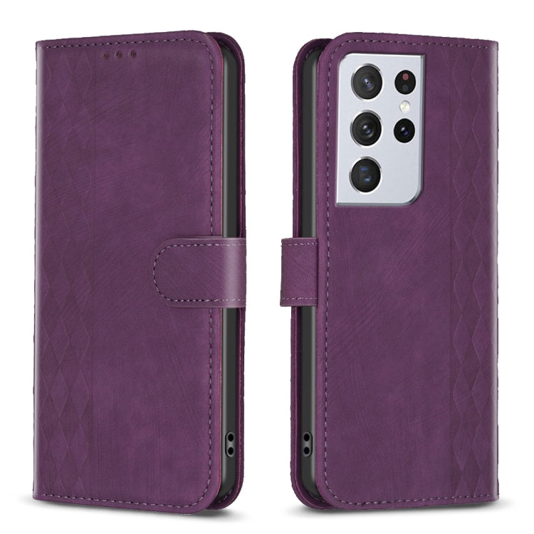 Plaid Embossed Leather Phone Case
