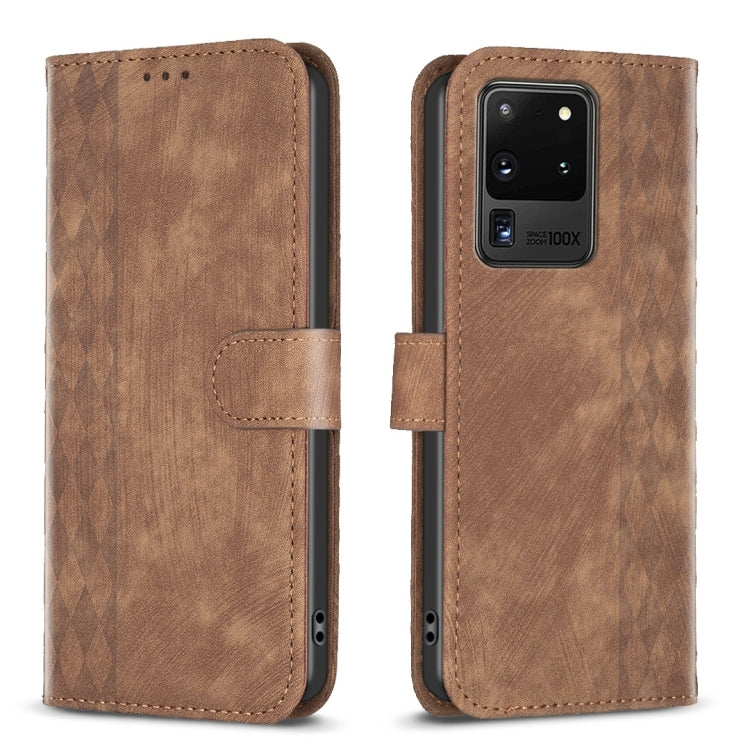 Plaid Embossed Leather Phone Case