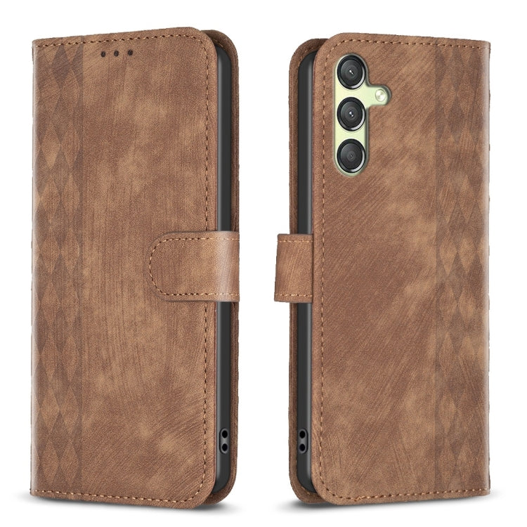 Plaid Embossed Leather Phone Case
