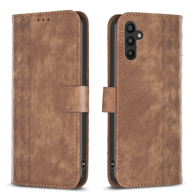 Plaid Embossed Leather Phone Case