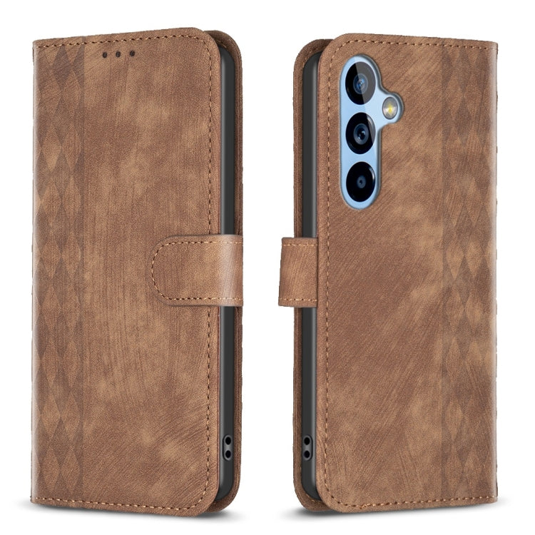 Plaid Embossed Leather Phone Case