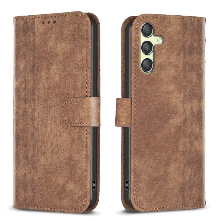 Plaid Embossed Leather Phone Case, For Samsung Galaxy A35, For Samsung Galaxy S24 Ultra 5G, For Samsung Galaxy A15, For Samsung Galaxy A25 5G
