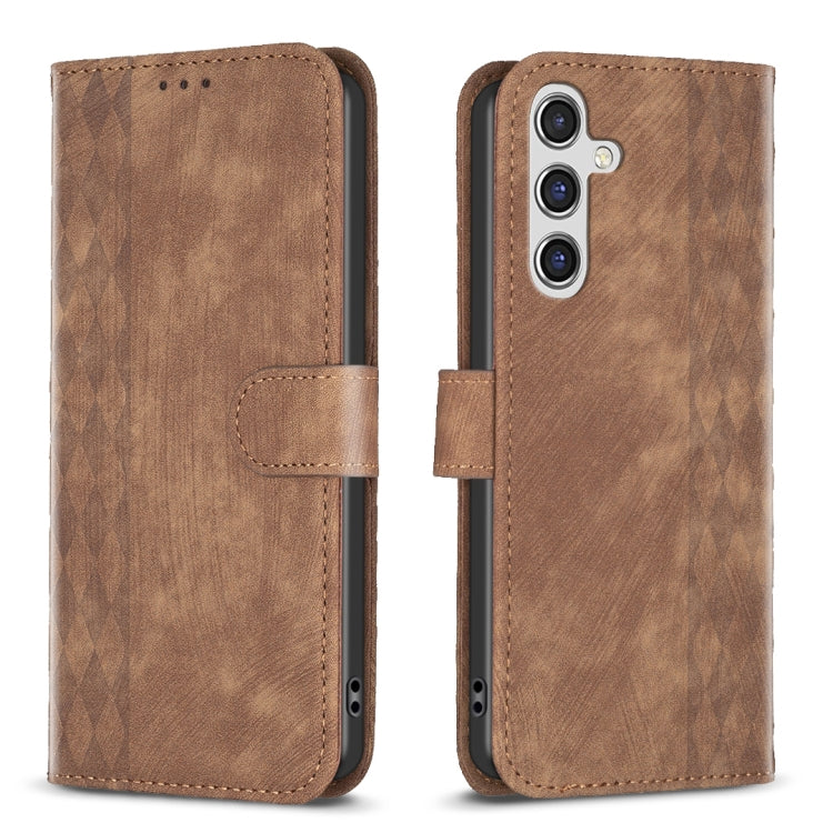 Plaid Embossed Leather Phone Case, For Samsung Galaxy S24 Ultra 5G, For Samsung Galaxy A15, For Samsung Galaxy S24+ 5G, For Samsung Galaxy S23 FE 5G