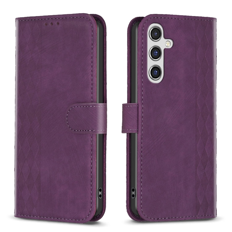 Plaid Embossed Leather Phone Case, For Samsung Galaxy S24 Ultra 5G, For Samsung Galaxy A15, For Samsung Galaxy S24+ 5G, For Samsung Galaxy S23 FE 5G