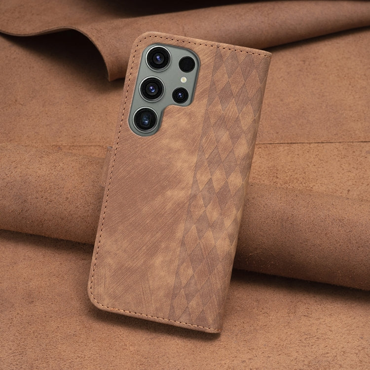 Plaid Embossed Leather Phone Case, For Samsung Galaxy S24 Ultra 5G, For Samsung Galaxy A15, For Samsung Galaxy S24+ 5G, For Samsung Galaxy S23 FE 5G