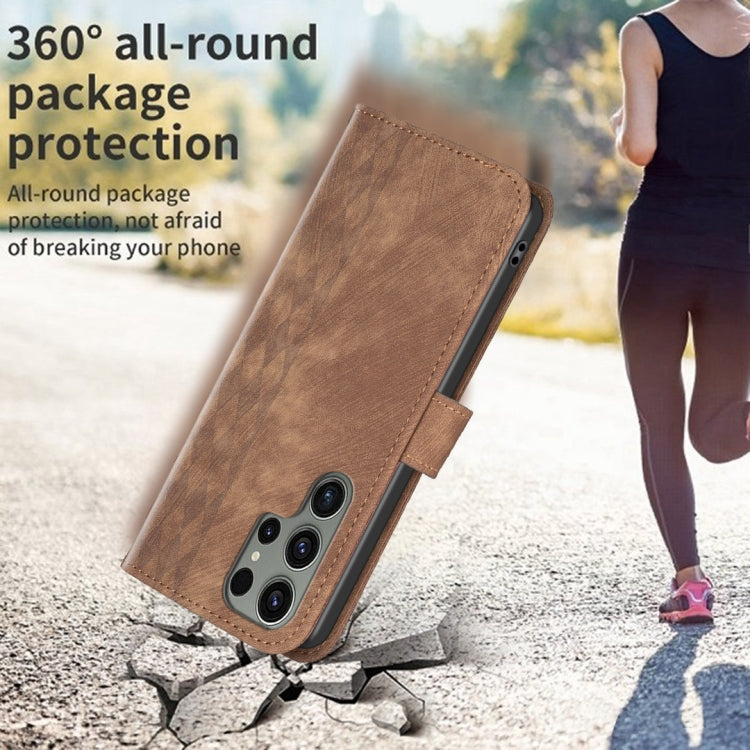 Plaid Embossed Leather Phone Case, For Samsung Galaxy S24 Ultra 5G, For Samsung Galaxy A15, For Samsung Galaxy S24+ 5G, For Samsung Galaxy S23 FE 5G