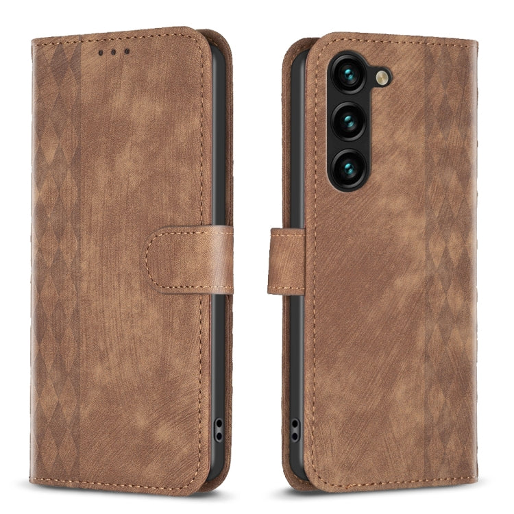 Plaid Embossed Leather Phone Case, For Samsung Galaxy S24 5G, For Samsung Galaxy S23 Ultra 5G, For Samsung Galaxy S22 5G, For Samsung Galaxy S22+ 5G