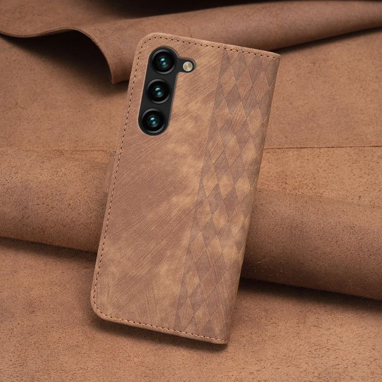 Plaid Embossed Leather Phone Case, For Samsung Galaxy S24 5G, For Samsung Galaxy S23 Ultra 5G, For Samsung Galaxy S22 5G, For Samsung Galaxy S22+ 5G