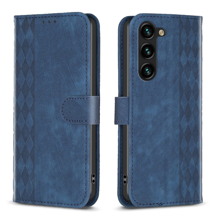 Plaid Embossed Leather Phone Case, For Samsung Galaxy S24 5G, For Samsung Galaxy S23 Ultra 5G, For Samsung Galaxy S22 5G, For Samsung Galaxy S22+ 5G