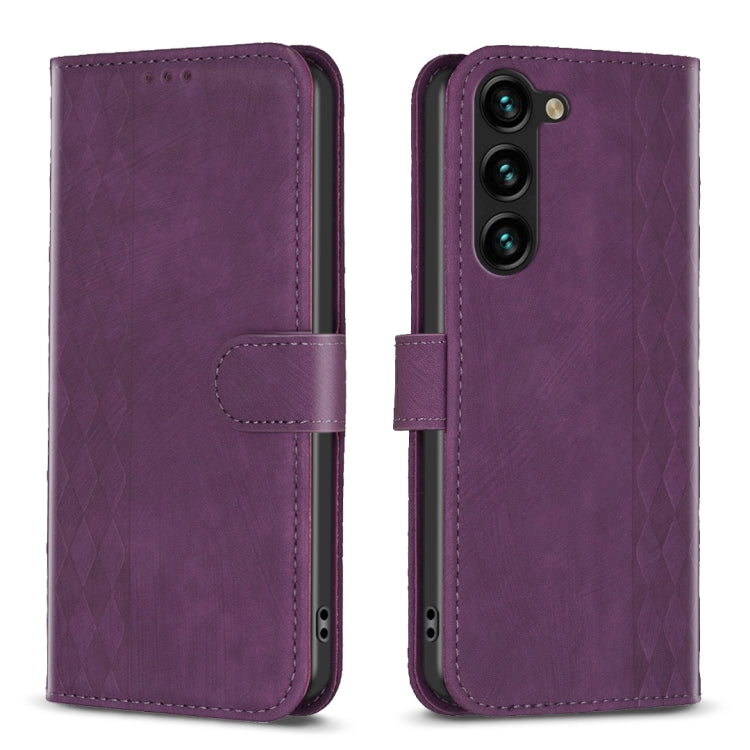 Plaid Embossed Leather Phone Case, For Samsung Galaxy S24 5G, For Samsung Galaxy S23 Ultra 5G, For Samsung Galaxy S22 5G, For Samsung Galaxy S22+ 5G
