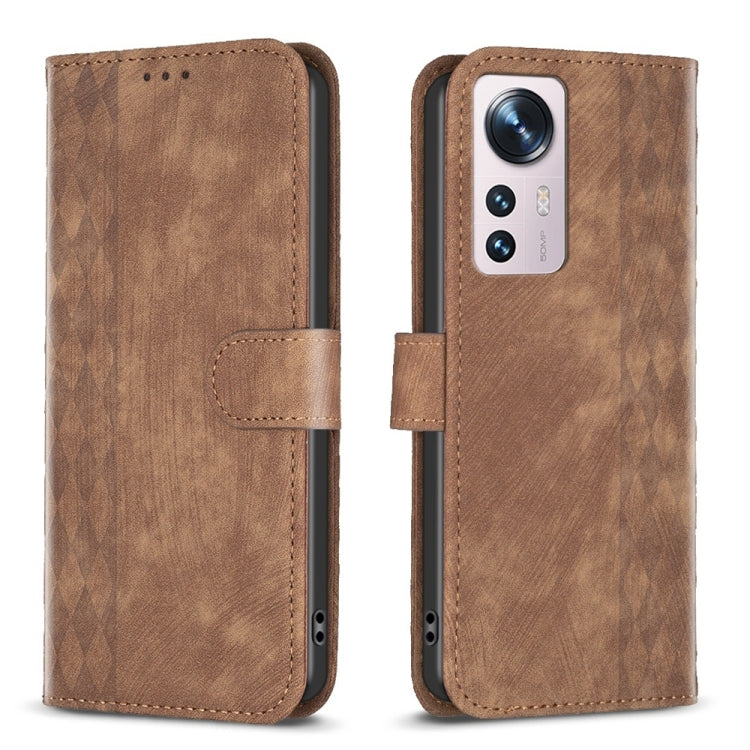Plaid Embossed Leather Phone Case