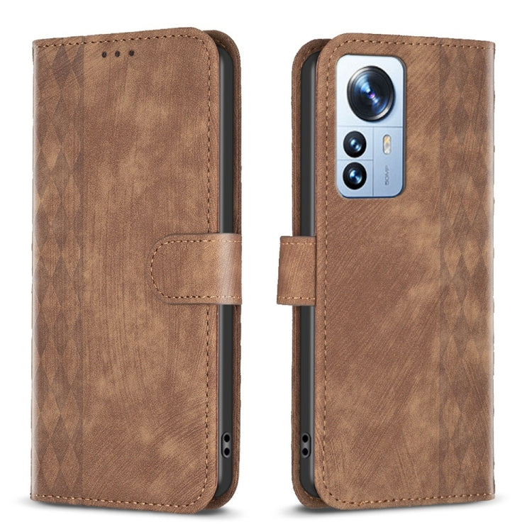 Plaid Embossed Leather Phone Case