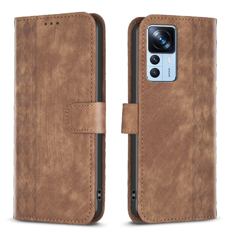 Plaid Embossed Leather Phone Case