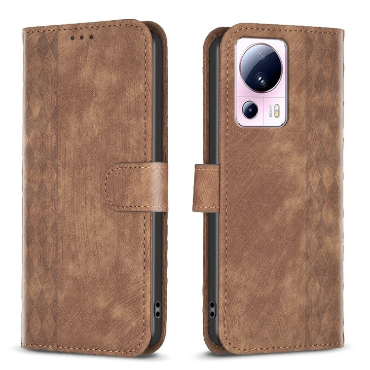 Plaid Embossed Leather Phone Case