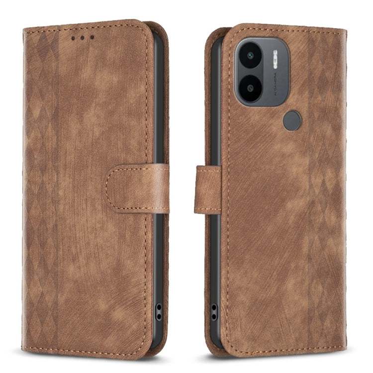 Plaid Embossed Leather Phone Case