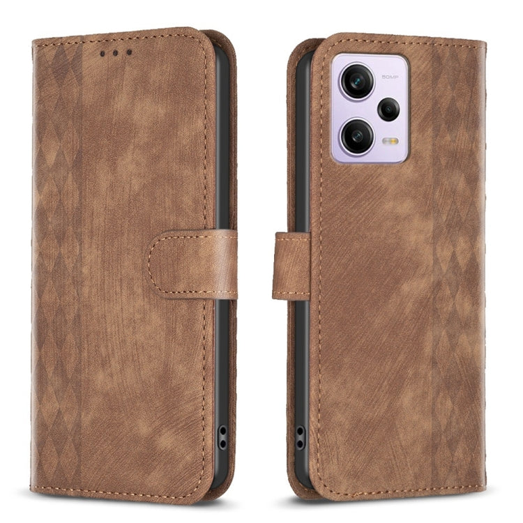 Plaid Embossed Leather Phone Case
