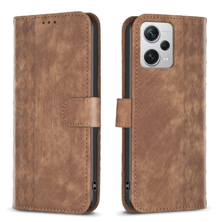 Plaid Embossed Leather Phone Case