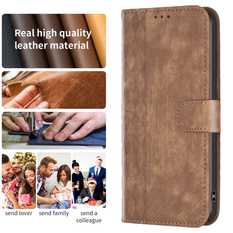 Plaid Embossed Leather Phone Case