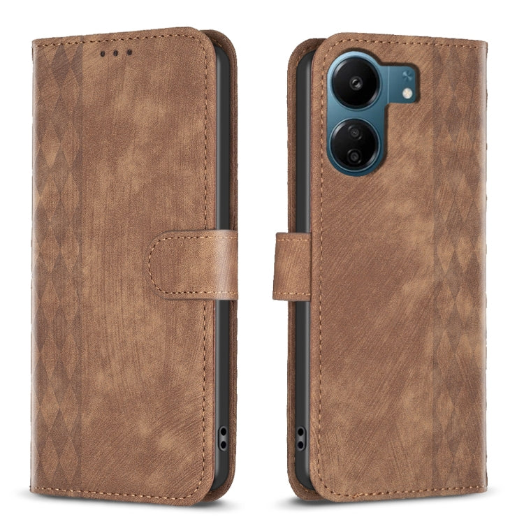 Plaid Embossed Leather Phone Case
