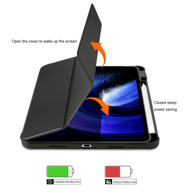 3-fold Clear PC Smart Leather Tablet Case with Pen Slot, For Xiaomi Pad 6 / 6 Pro