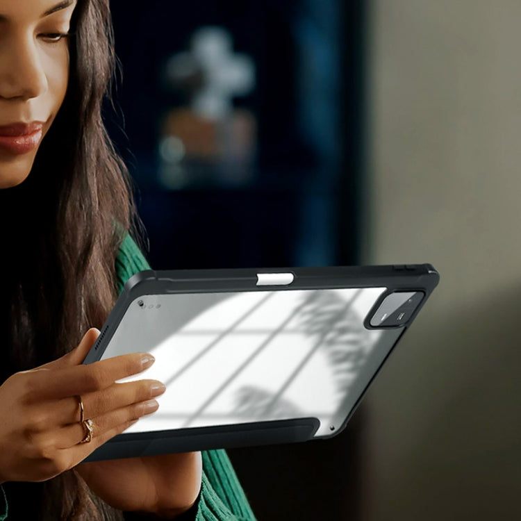 3-fold Clear PC Smart Leather Tablet Case with Pen Slot, For Xiaomi Pad 6 / 6 Pro