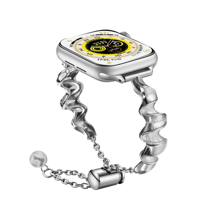 Ribbon Wave Metal Watch Band, For Apple Watch 7 41mm, For Apple Watch 7 45mm, For Apple Watch SE 40mm, For Apple Watch SE 44mm, For Apple Watch 6 40mm, For Apple Watch 6 44mm