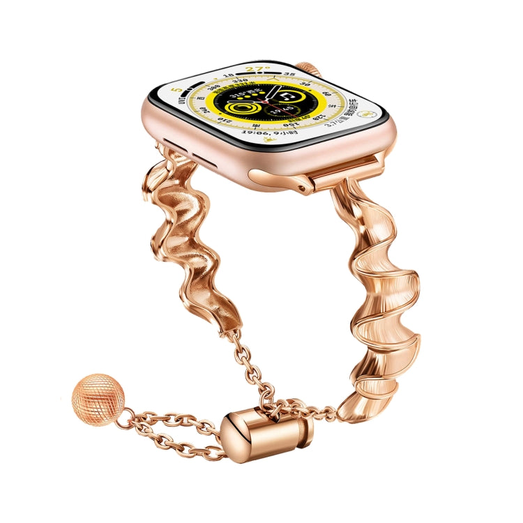 Ribbon Wave Metal Watch Band, For Apple Watch Series 10 46mm, For Apple Watch Series 10 42mm, For Apple Watch SE 2023 44mm, For Apple Watch SE 2023 40mm, For Apple Watch Ultra 2 49mm, For Apple Watch 9 45mm