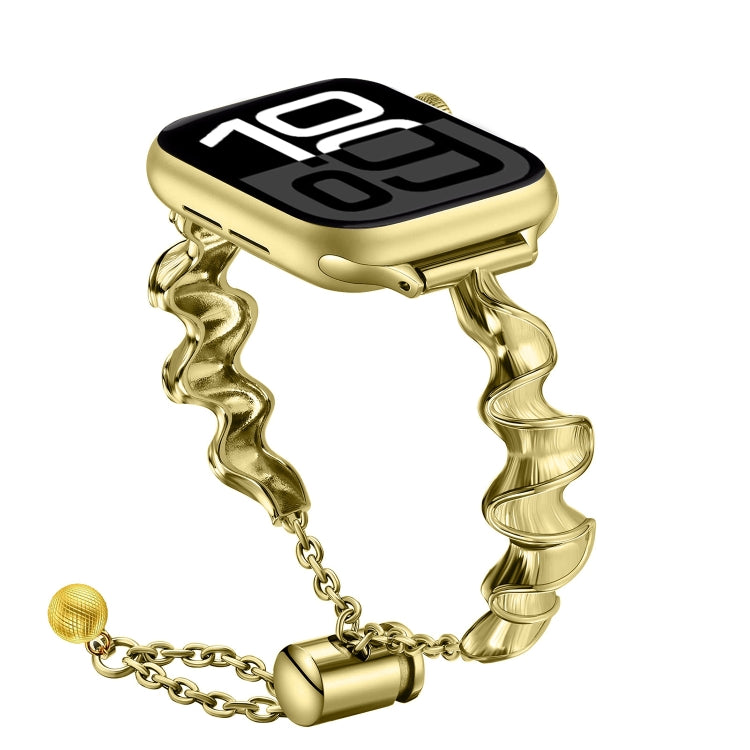 Ribbon Wave Metal Watch Band, For Apple Watch Series 10 46mm, For Apple Watch Series 10 42mm, For Apple Watch SE 2023 44mm, For Apple Watch SE 2023 40mm, For Apple Watch Ultra 2 49mm, For Apple Watch 9 45mm