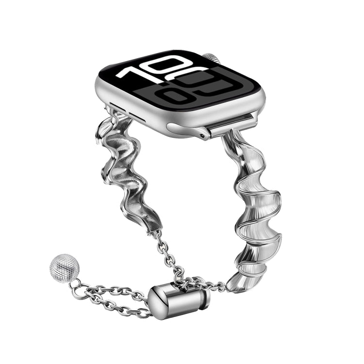 Ribbon Wave Metal Watch Band, For Apple Watch Series 10 46mm, For Apple Watch Series 10 42mm, For Apple Watch SE 2023 44mm, For Apple Watch SE 2023 40mm, For Apple Watch Ultra 2 49mm, For Apple Watch 9 45mm