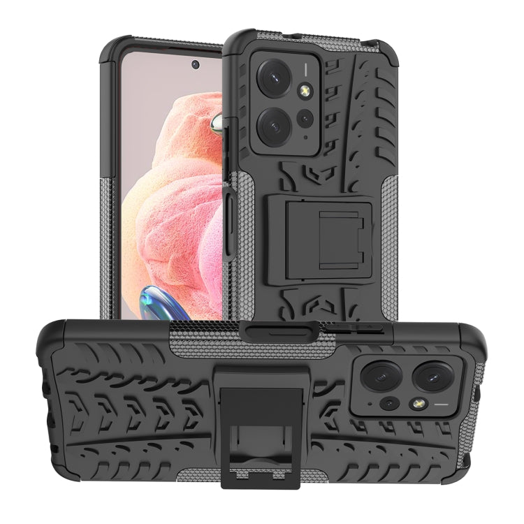 Coque TPU + PC effet pneu avec support pour Xiaomi Redmi Note 13 Pro 5G Global, Xiaomi Redmi 12 4G, Xiaomi Redmi Note 12S / 11S / 11, Xiaomi Redmi Note 12 4G Global