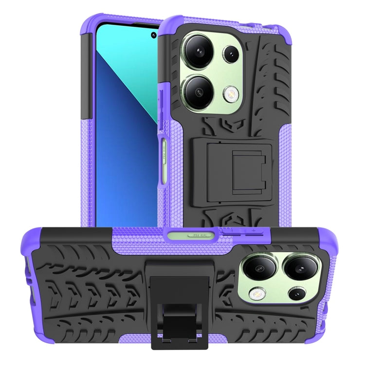 Tire Texture TPU + PC Phone Case with Holder, For Xiaomi Redmi A3 4G, For Xiaomi Redmi Note 13 4G, For Xiaomi Poco C65, For Xiaomi Redmi Note 13 5G Global, For Xiaomi Redmi 13C 4G, For Xiaomi Redmi Note 13 Pro+ 5G
