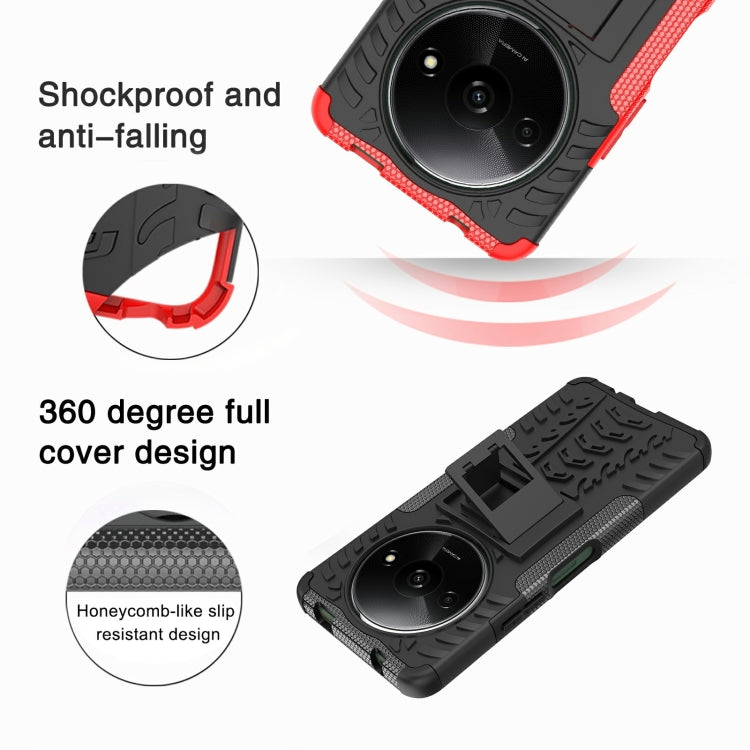 Tire Texture TPU + PC Phone Case with Holder, For Xiaomi Redmi A3 4G, For Xiaomi Redmi Note 13 4G, For Xiaomi Poco C65, For Xiaomi Redmi Note 13 5G Global, For Xiaomi Redmi 13C 4G