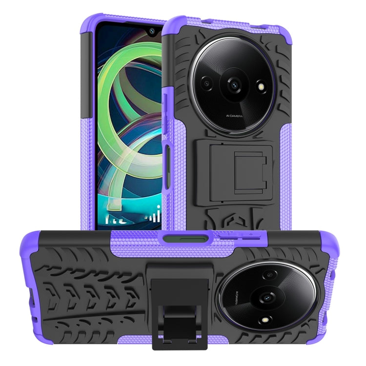 Tire Texture TPU + PC Phone Case with Holder, For Xiaomi Redmi A3 4G, For Xiaomi Redmi Note 13 4G, For Xiaomi Poco C65, For Xiaomi Redmi Note 13 5G Global, For Xiaomi Redmi 13C 4G, For Xiaomi Redmi Note 13 Pro+ 5G