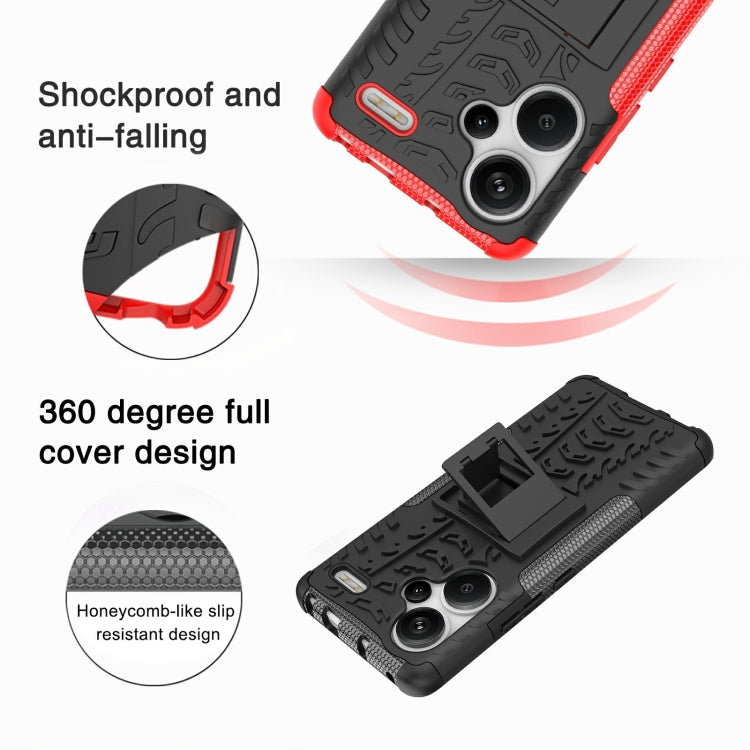 Coque TPU + PC effet pneu avec support pour Xiaomi Redmi Note 13 Pro 5G Global, Xiaomi Redmi 12 4G, Xiaomi Redmi Note 12S / 11S / 11, Xiaomi Redmi Note 12 4G Global