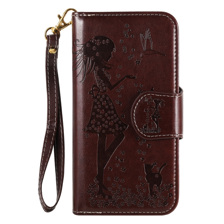 Woman and Cat Embossed Horizontal Flip Leather Case, with Card Slots & Holder & Wallet & Photo Frame & Mirror & Lanyard, For Samsung Galaxy S20, For Samsung Galaxy S20+