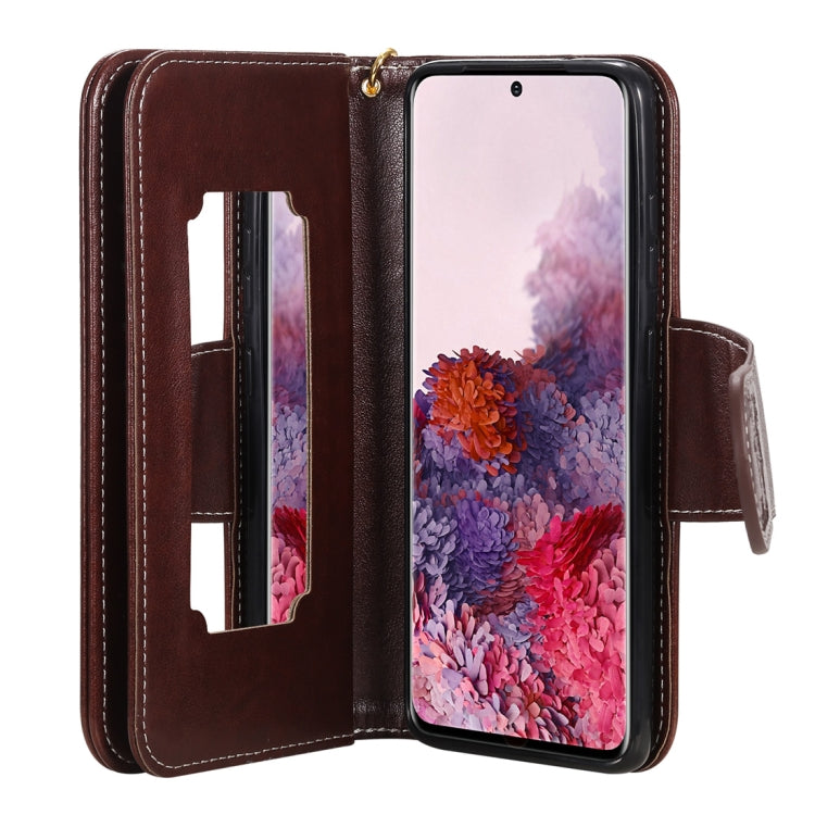 Woman and Cat Embossed Horizontal Flip Leather Case, with Card Slots & Holder & Wallet & Photo Frame & Mirror & Lanyard, For Samsung Galaxy S20, For Samsung Galaxy S20+