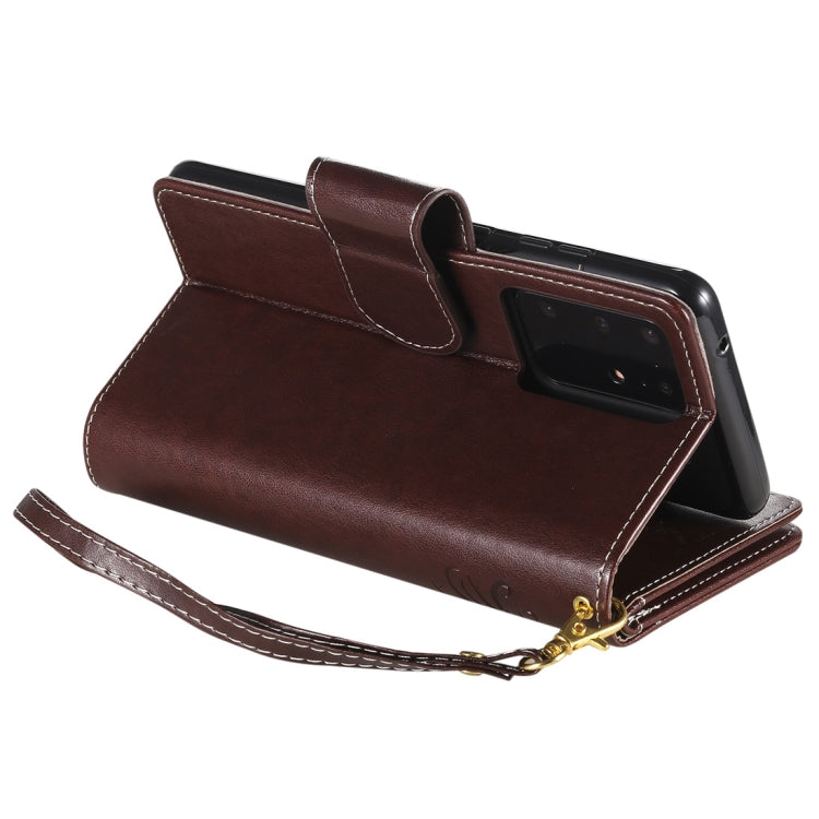 Woman and Cat Embossed Horizontal Flip Leather Case, with Card Slots & Holder & Wallet & Photo Frame & Mirror & Lanyard, For Samsung Galaxy S20 Ultra