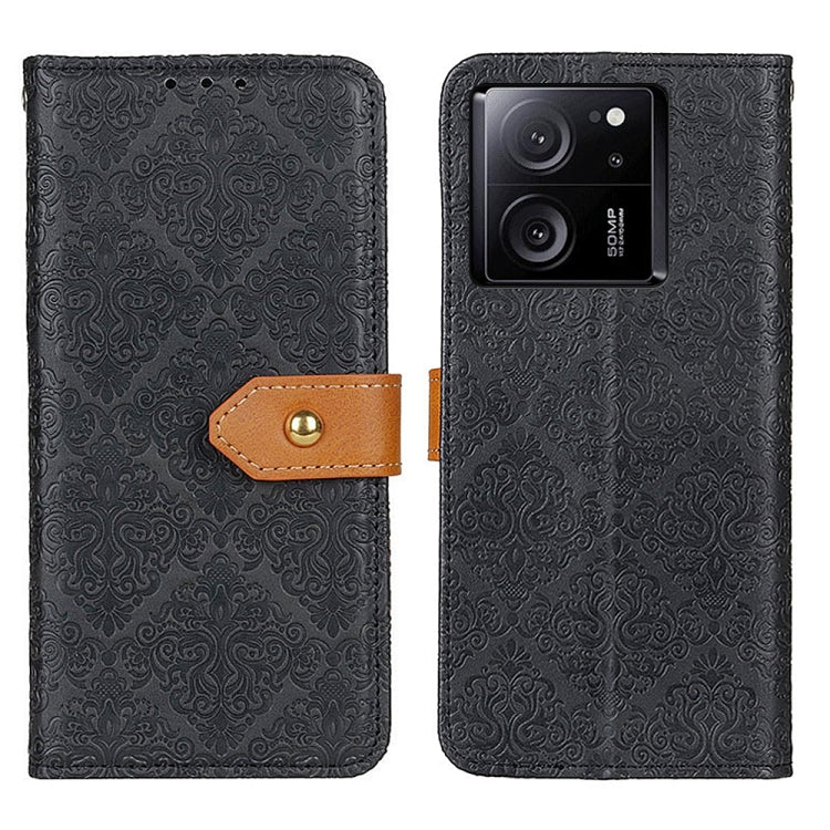 European Floral Embossed Leather Phone Case