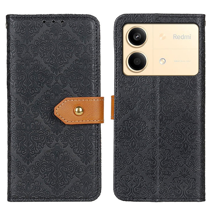 European Floral Embossed Leather Phone Case