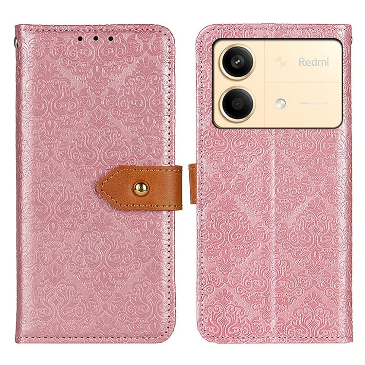 European Floral Embossed Leather Phone Case