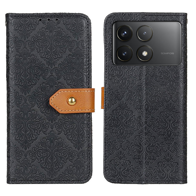 European Floral Embossed Leather Phone Case