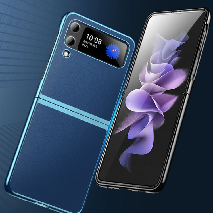 Electroplating Plain Leather Folding Phone Case, For Samsung Galaxy Z Fold4, For Samsung Galaxy Z Fold3, For Samsung Galaxy Z Flip4, For Samsung Galaxy Z Flip3