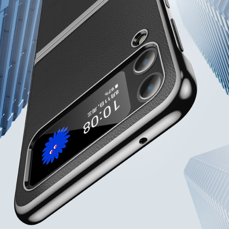 Electroplating Plain Leather Folding Phone Case, For Samsung Galaxy Z Fold4, For Samsung Galaxy Z Fold3, For Samsung Galaxy Z Flip4, For Samsung Galaxy Z Flip3