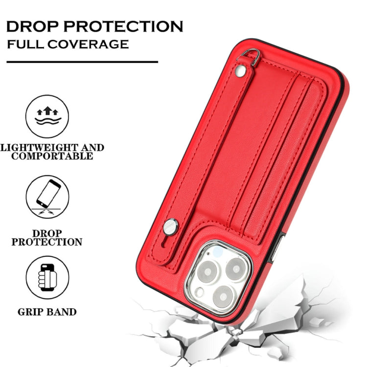 Shockproof Leather Phone Case with Wrist Strap, For iPhone 14 Pro, For iPhone 15 Plus, For iPhone 15, For iPhone 14 Pro Max