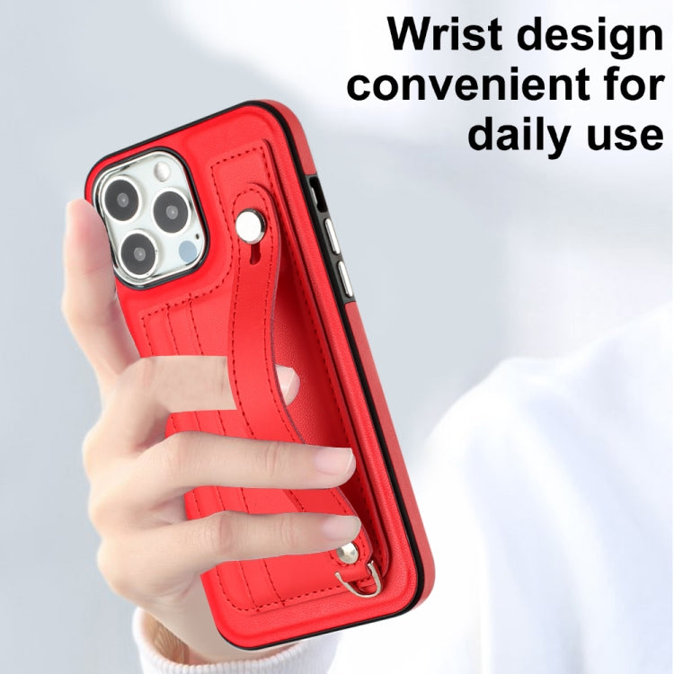Shockproof Leather Phone Case with Wrist Strap, For iPhone 14 Pro, For iPhone 15 Plus, For iPhone 15, For iPhone 14 Pro Max